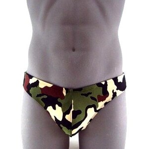Army Green Camouflage Print Men Bikini swimsuit No Drawstring