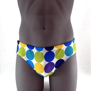 Multi color Polka Dots Print Men Brief Swimsuit- Men swimwear- Print Bathing Suits-Internal Drawstring