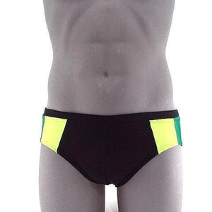 LAST ONE !!!! Black/ Green Men Brief Swimsuit & Bathing suits LARGE 34-36-Internal Drawstring