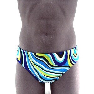 Blue Wave Mens Brief Swimsuit- Men swimwear- Print Bathing Suits-Internal Drawstring
