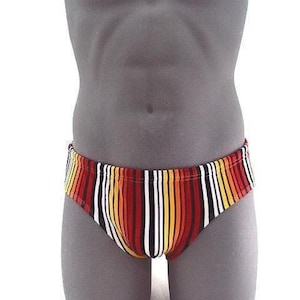 Red Stripe Men Brief Swimsuit & Bathing suits-Internal Drawstring