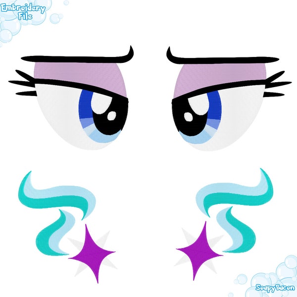 EMBROIDERY FILES: Starlight Glimmer Eyes & Cutie Mark Set - Embroidery Machine Design