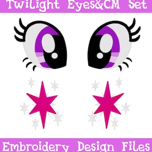 PES FILES: Twilight Sparkle Eyes & Cutie Mark Set - Embroidery Machine Design File