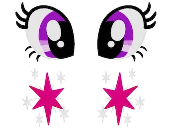 PES FILES: Twilight Sparkle Eyes & Cutie Mark Set - Embroidery Machine Design File