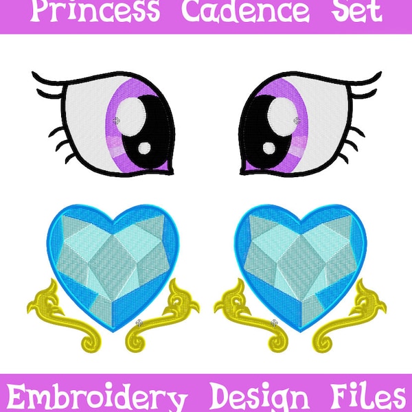 PES & HUS FILES: Princess Cadence Eyes and Cutie Marks - Embroidery Machine Design File