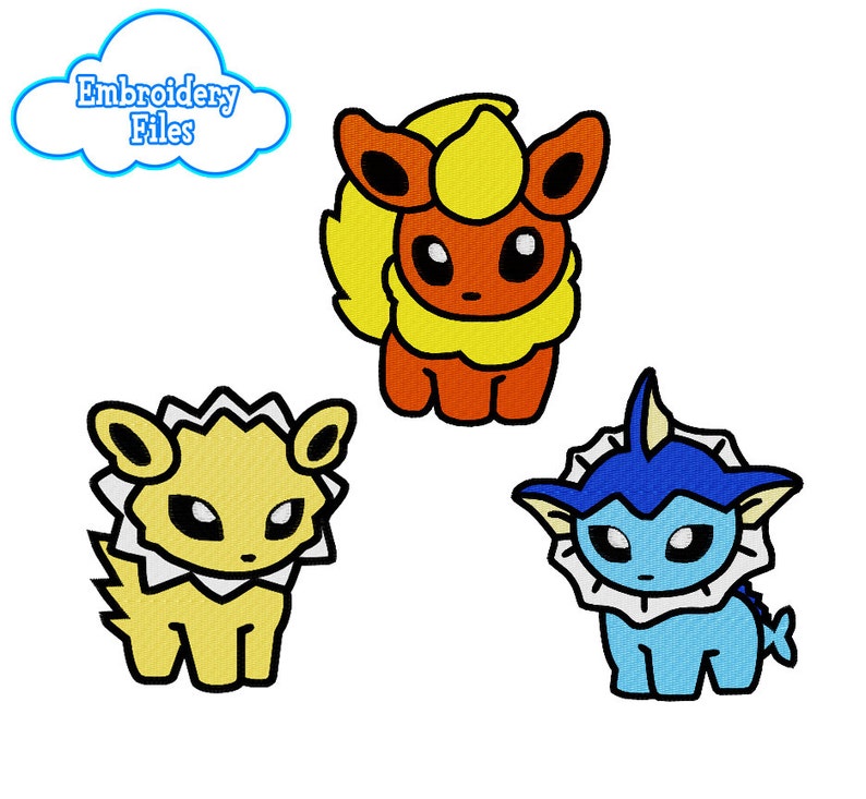 EMBROIDERY FILES: Eeveelution Pokedoll Set 2 flareon | Etsy