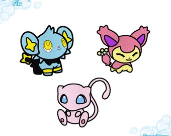 EMBROIDERY FILES: Pokedoll Set (Mew, Shinx, Skitty) Pokemon - Embroidery Machine Design
