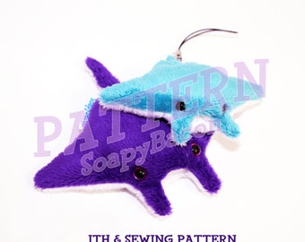 ITH & SEWING PATTERN: Manta Ray Beanie - Embroidery File Project and Traditional Pattern