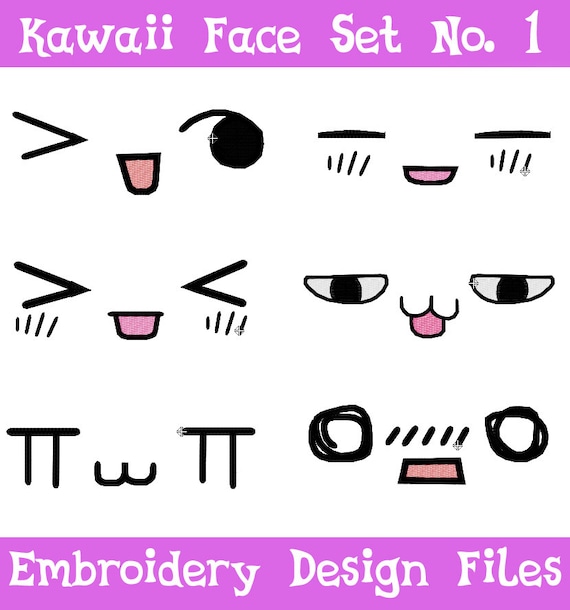 PES, JEF & HUS files: Kawaii Faces Set No. 1 - Embroidery Machine Design File