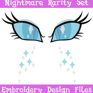 PES FILES: Nightmare Rarity Eyes & Cutie Mark Machine Embroidery Design Pattern MLP