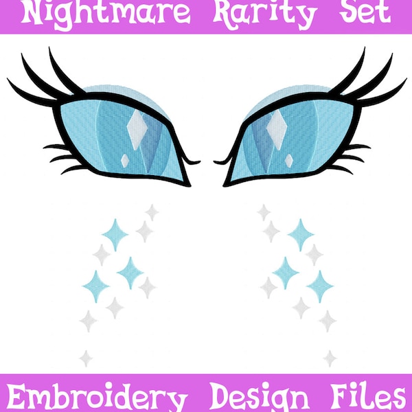 PES FILES: Nightmare Rarity Eyes & Cutie Mark Machine Embroidery Design Pattern MLP
