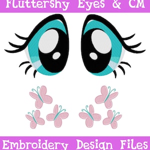 PES FILES: Fluttershy Eyes & Cutie Mark Machine Embroidery Design Pattern MLP