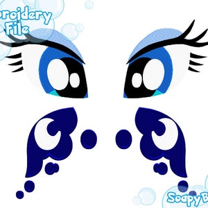 EMBROIDERY FILES: Princess Luna Eye & CM Set Embroidery Machine Design image 1