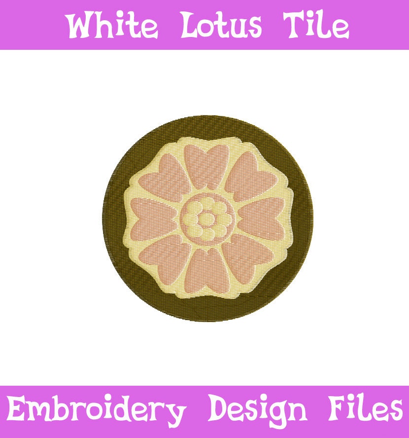 Embroidery Files White Lotus Tile Symbol Atla Embroidery Etsy
