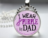 I Wear Purple for my Dad Pancreatic Cancer Awareness Resin Bezel Pendant PC41-11