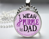 I Wear Purple for my Dad Pancreatic Cancer Awareness Resin Bezel Pendant PC41-11