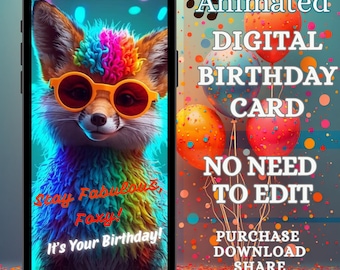 Carte vidéo d'anniversaire animée : voix de joyeux anniversaire (téléchargement instantané)