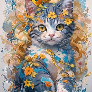 Whimsical Floral Cat Puzzle – 250,500,1000 Pieces