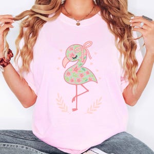 Floral Flamingo PNG for Women | Summer Tropical Shirt Design | Cute Girly Flamingo Sublimation PNG | Beach Theme Clipart for T-Shirts