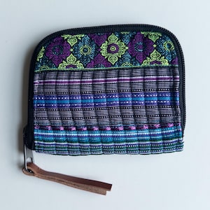 Handmade Hmong Embroidered Card Wallet: Ethnic Boho Pouch