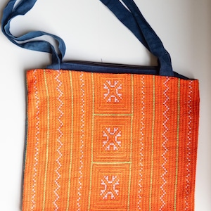 Hmong Embroidered Tote Bag: Ethnic Boho Shoulder Bag, Fair Trade