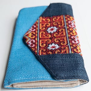 Boho Hmong Embroidered Hemp Wallet: Ethical Clutch, Travel Organizer