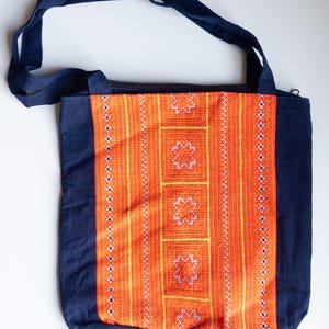Hmong Embroidered Tote Bag: Ethnic Boho Shoulder Bag, Fair Trade