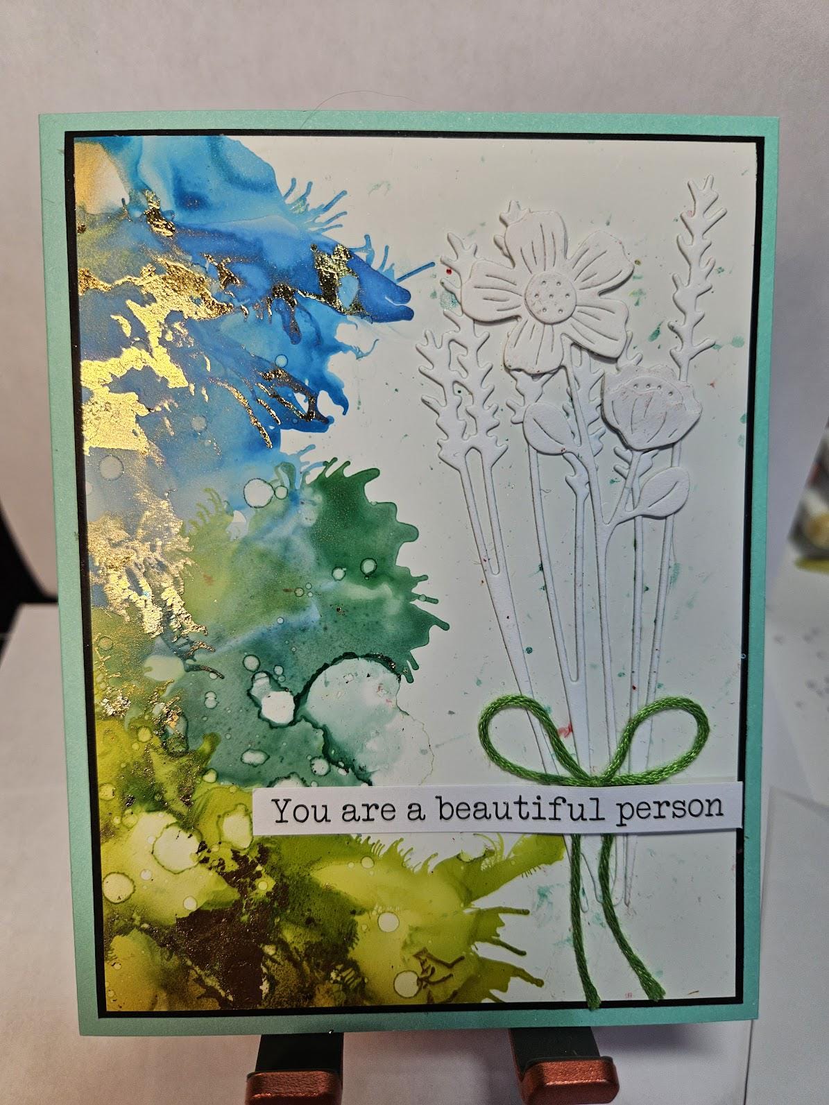 Handmade Alcohol Ink Cards: Set of 3, Gold Foil Flowers - Etsy