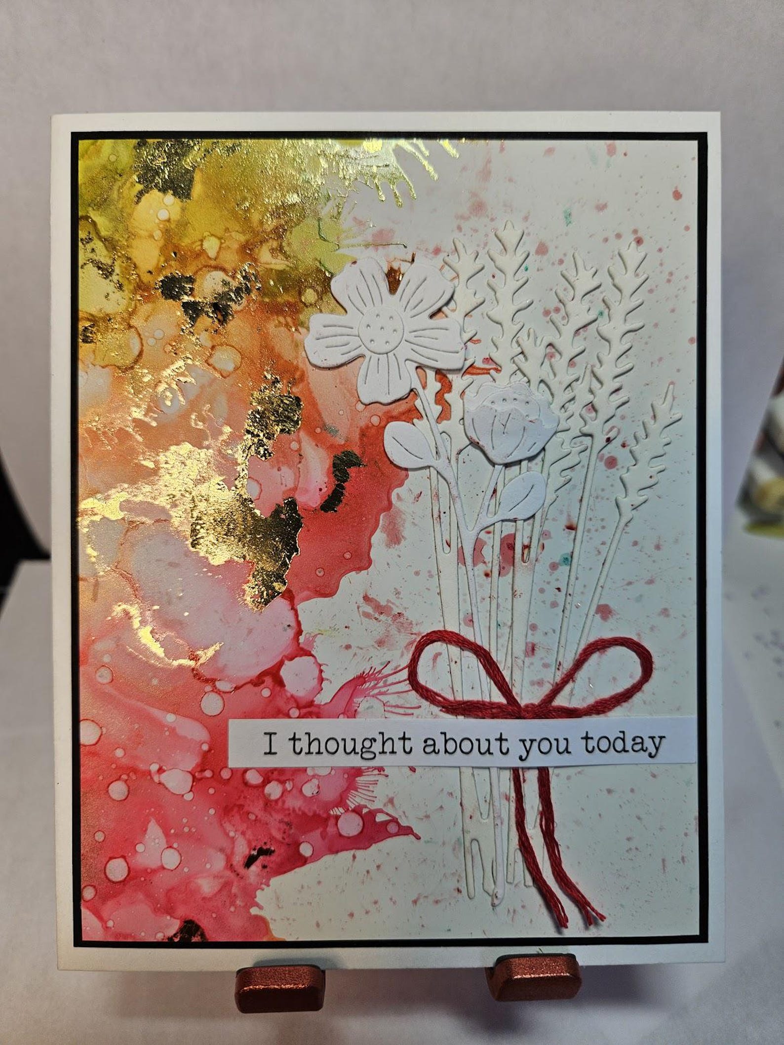 Handmade Alcohol Ink Cards: Set of 3, Gold Foil Flowers - Etsy