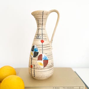 Vintage Modernist Ü-Keramik handled vase pitcher Übelacker Dots 1950s 1960s - 482 / 23