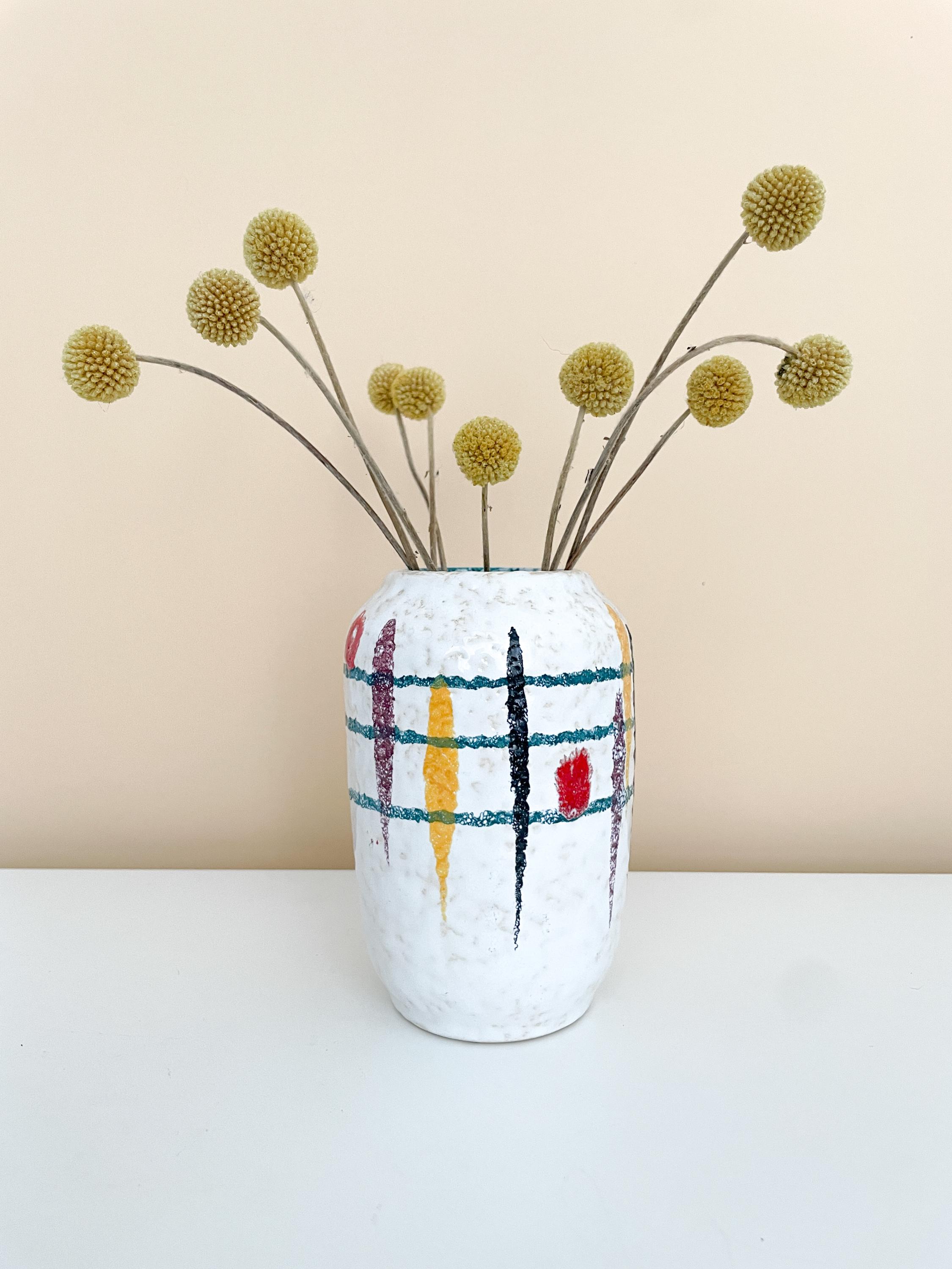 Vintage Bay Keramik Vase: 1950s West German Pottery, Hand-painted