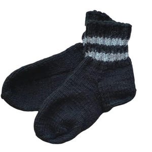 Hand Knitted Socks, Thick Warm Hand Knitted Socks, 23cm/9&#39;&#39; Black Hand Knitted Socks, Unisex Socks