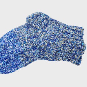 Hand Knitted Socks, Thick Warm Hand Knitted Socks, Random Blue Hand Knitted Socks, Unisex Socks, 23cm