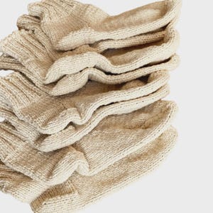 Hand Knitted Socks, Thick Warm Hand Knitted Socks, Beige Hand Knitted Socks, Adults, Children&#39;s Handmade Socks, 22cm