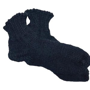 Hand Knitted Socks, Children Warm Hand Knitted Socks, Black Hand Knitted Socks 21cm/8.5&#39;&#39;, Christmas Gift