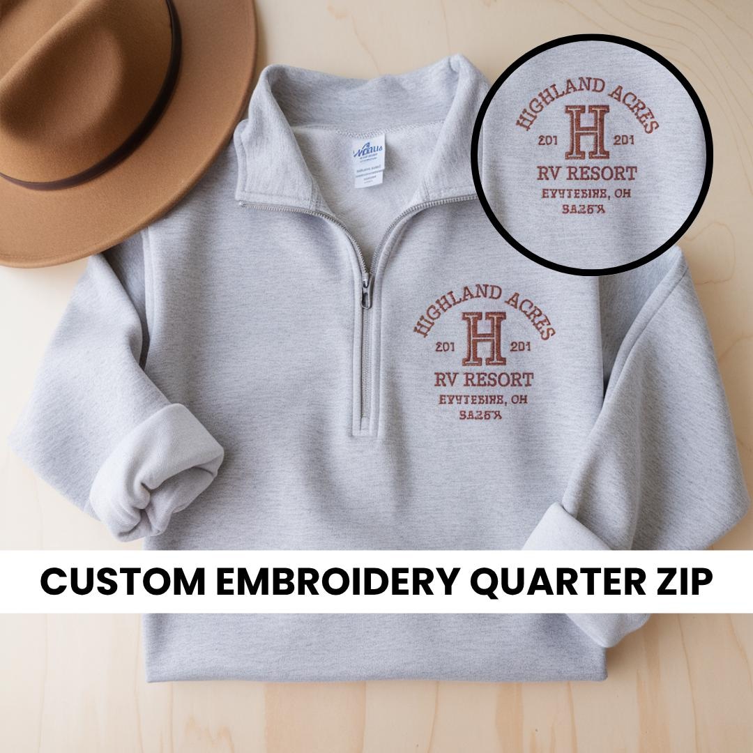 Embroidered Custom Logo Quarter Zip Sweatshirt, Custom