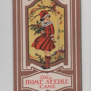 Anúncio de livro de estojo de agulha vintage Winter Girl USA
