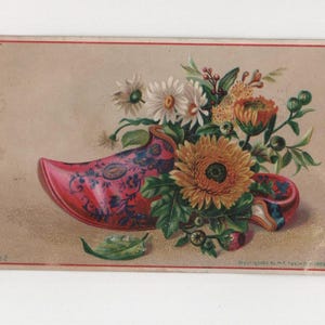 M V Tobin NY Vintage Original Illustrated Cards Schoenen Bloemen