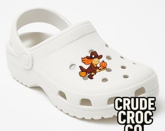 Halloween Witch Shoe Charm – Pumpkin & Broomstick – Fits Crocs, Compatible with Jibbitz