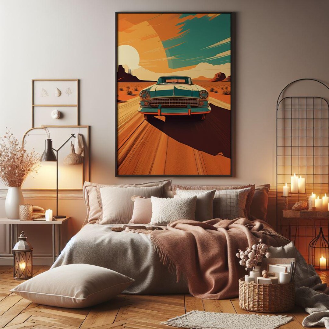 Vintage Car Wall Painting Design,printable Digital Download, Wall Art ...