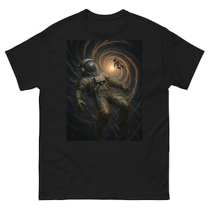 Trippy Astronaut Melt Tee – Psychedelic Space Surrealism Shirt | Cosmic Graphic Tee