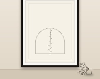 Botanischer Bogen Kunstdruck, Minimalistisches Line Art Poster, Elegantes Wandbild PDF, Printable Wall Art Digital Download