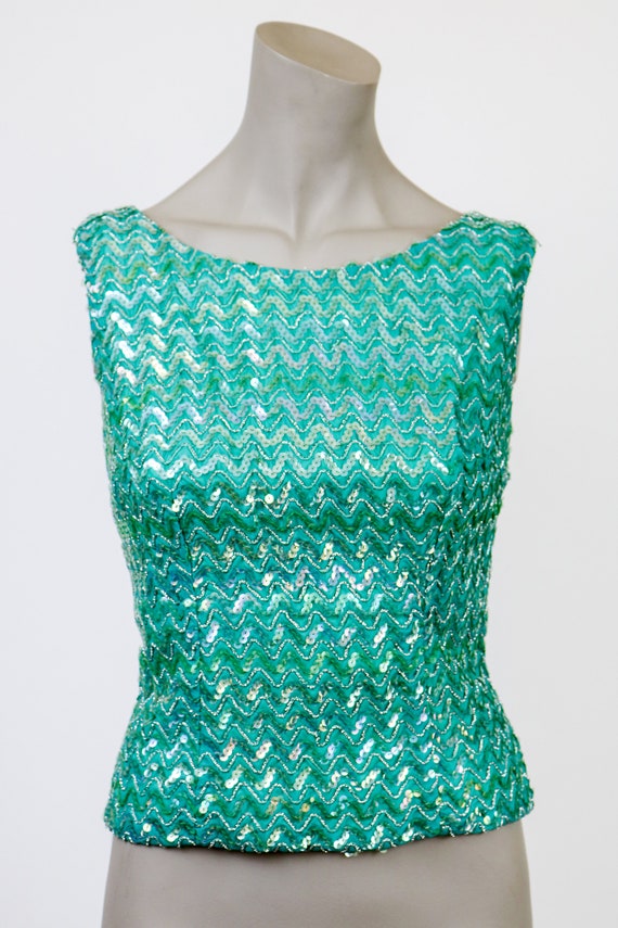 teal sequin top