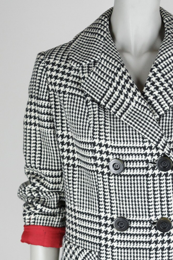 Vintage 60s Coat / 1960s Houndstooth Plaid Double Breasted | Etsy