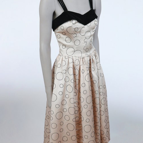 Vintage 1950s Dress / 50s Satin and Velvet Flocked Dress / Fit and Flare / Size XS Extra shops Small