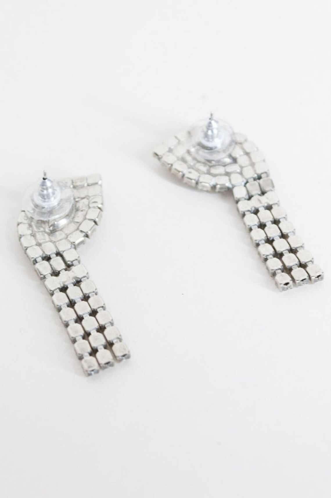 Vintage 50s Earrings / 1950s Modernist Rhinestone Asymmetrical | Etsy