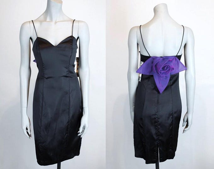 Deadstock 1990s Minimalist Avant Garde Satin Dress S
