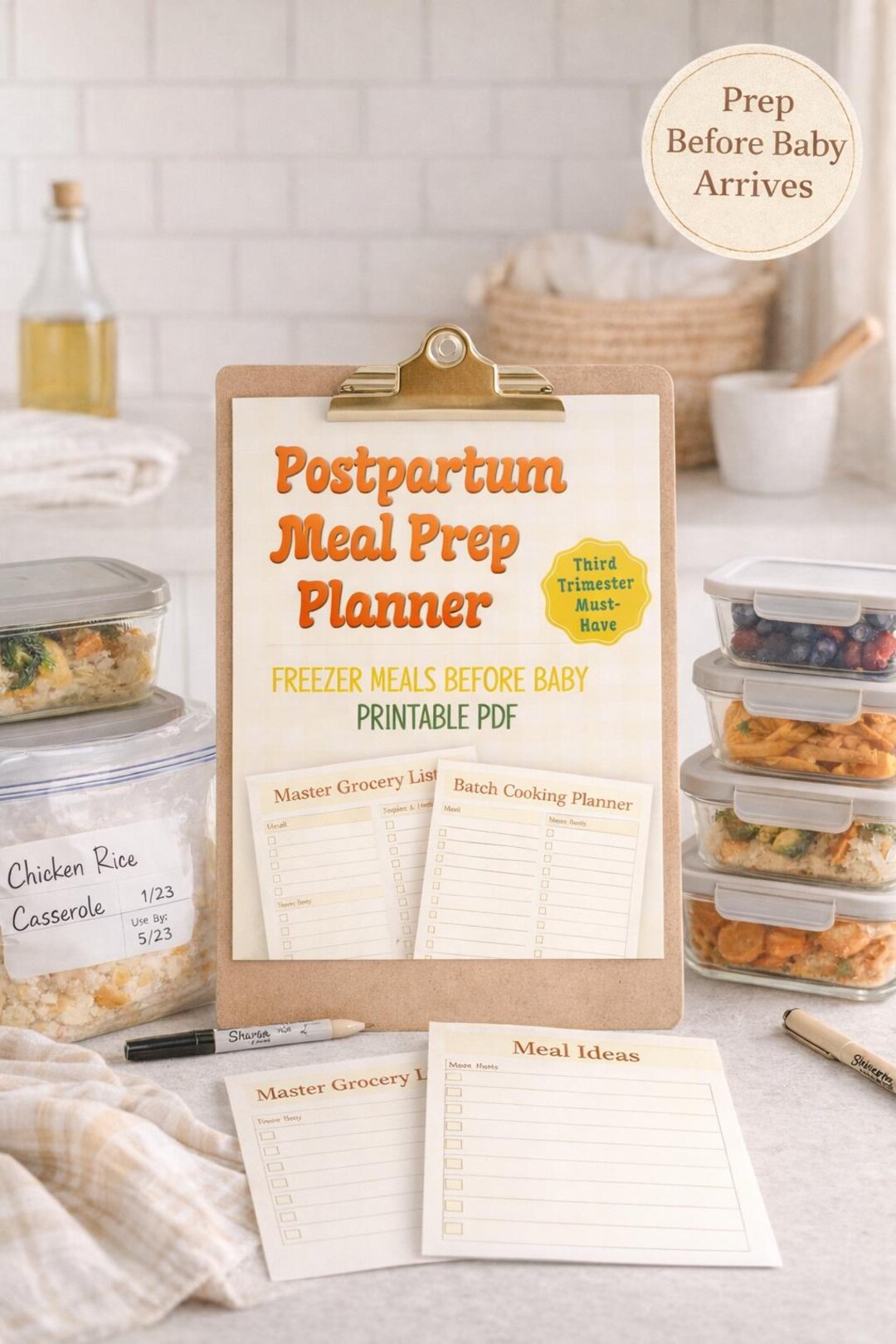Postpartum Meal Prep Planner Printable | Freezer Meals Before Baby ...