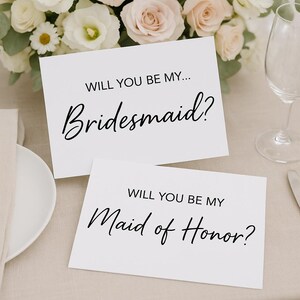 Voorstelkaarten bruidsmeisje en bruidsmeisje – elegante uitnodigingen bruiloft – minimalistische bruidsfeest vraagkaarten – Will You Be My Cards