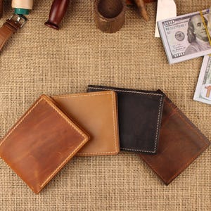Cartera de cuero genuino con RFID, cartera de cuero grabada personalizada, cartera plegable de grano completo personalizada, regalos para el Día del Padre, regalos Grossman